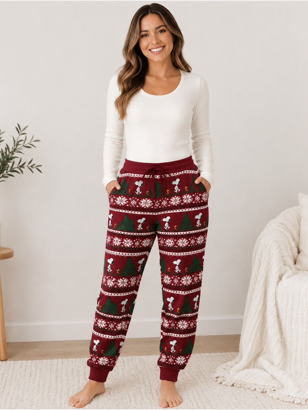 Peanuts x American Eagle Women’s Size M Snoopy Christmas Pajama Pants
